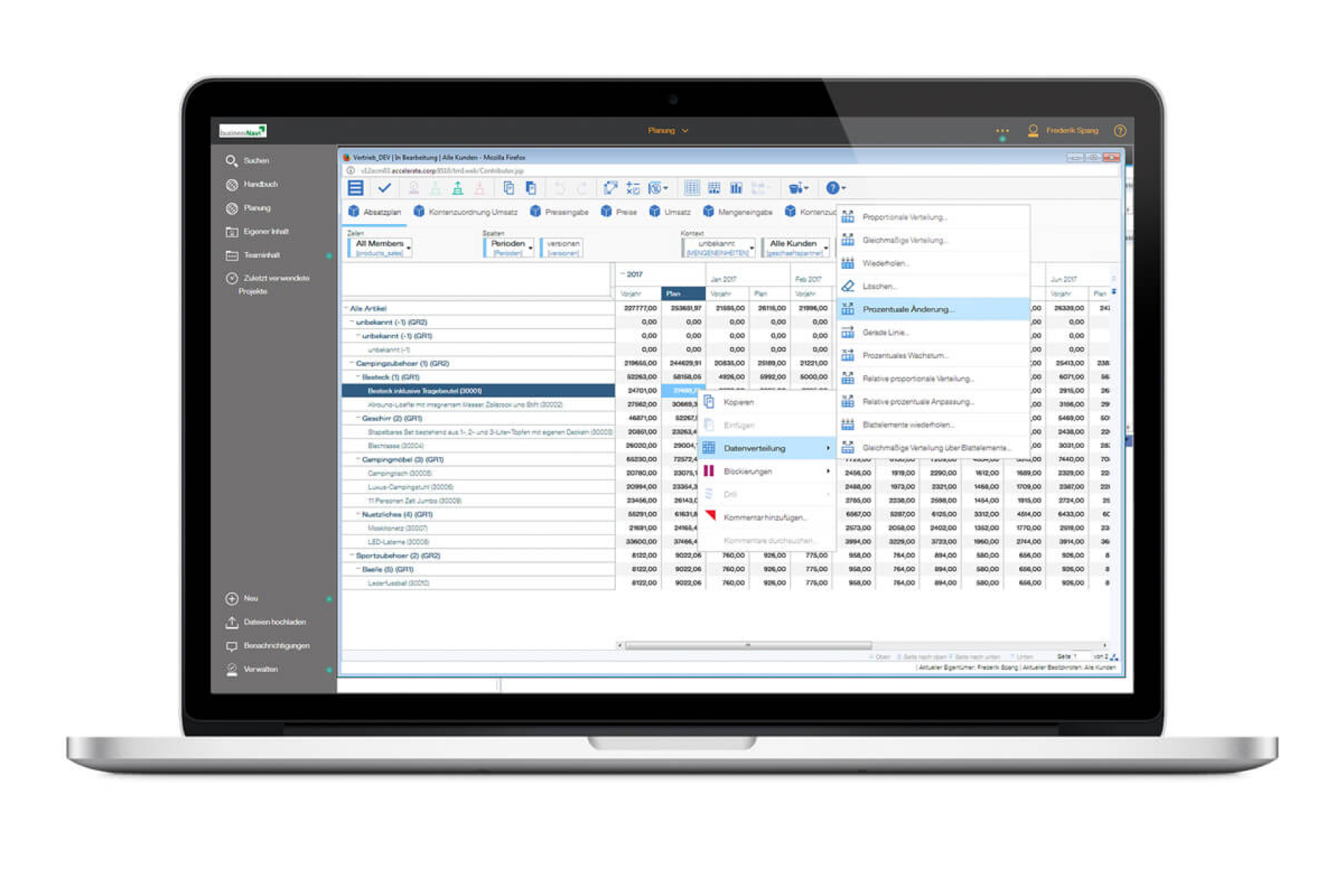 2. Auf beliebigen Aggregationsebenen Werte erfassen …