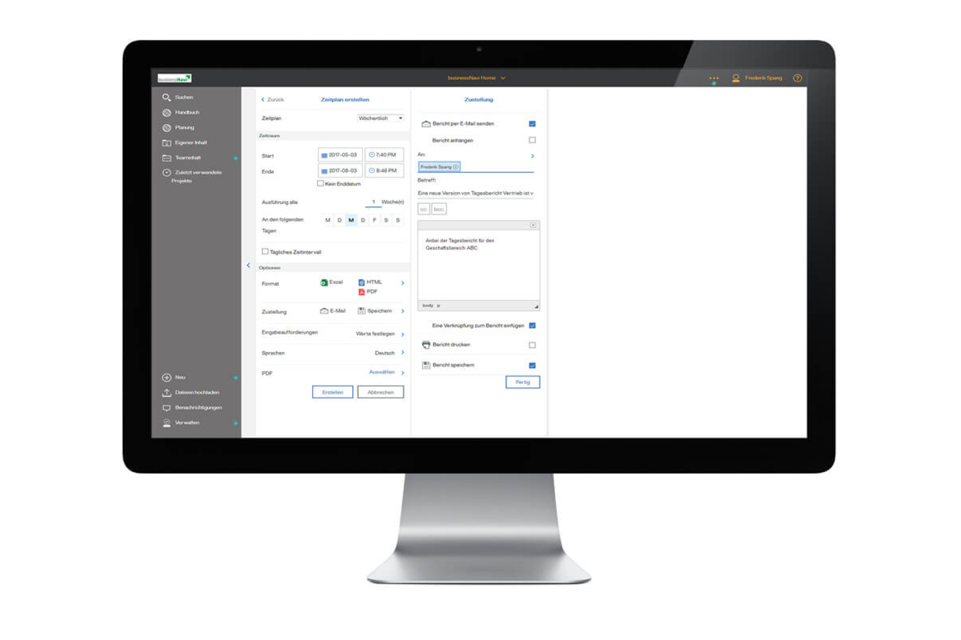 8. Einstellung des automatisierten Berichtsversand